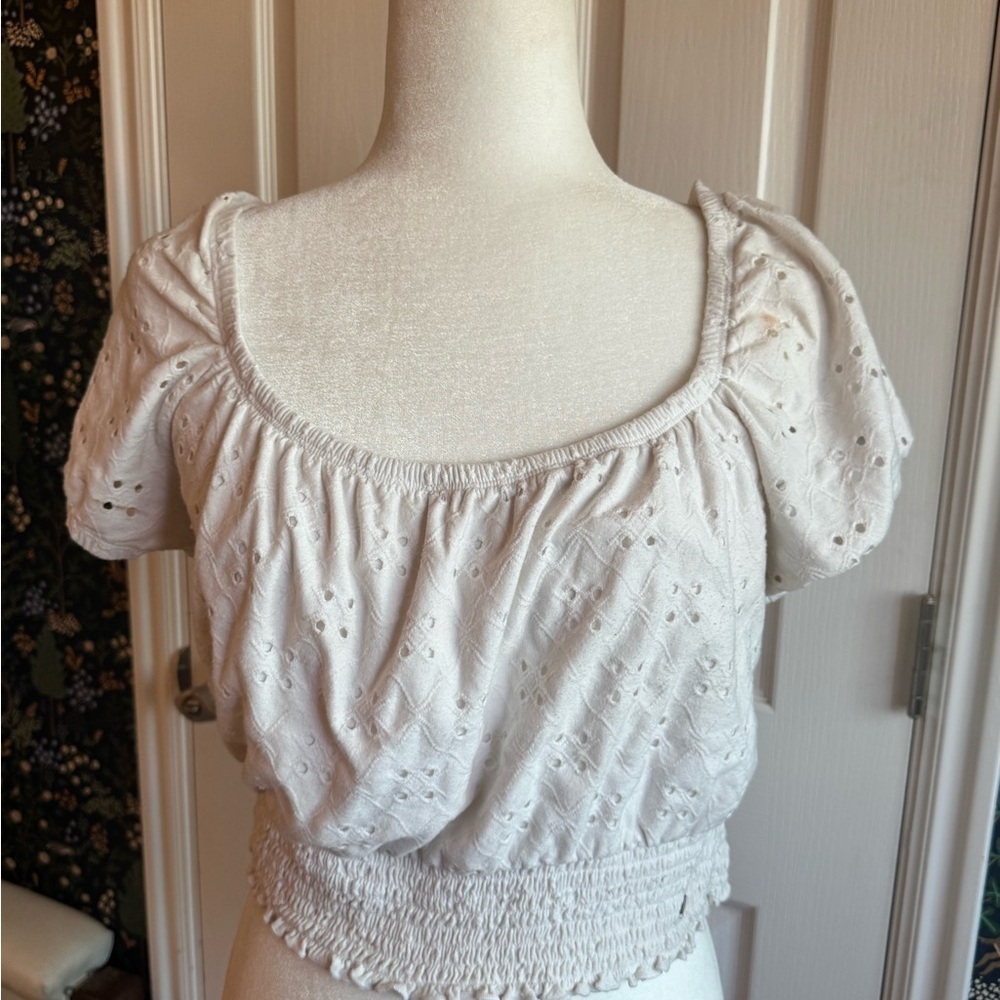 Hollister White Eyelet Blouse
